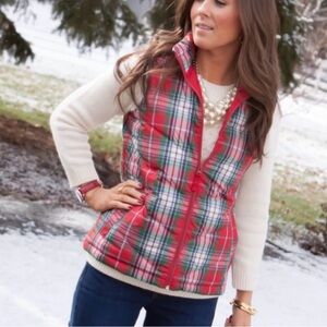 Lands' End Down Puffer Plaid Vest